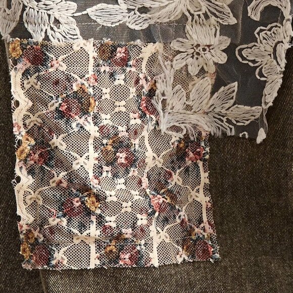 Army Green Casual Womens Boho Woven Loose Washed Patchwork & Lace overalls pants - Picture 8 of 8